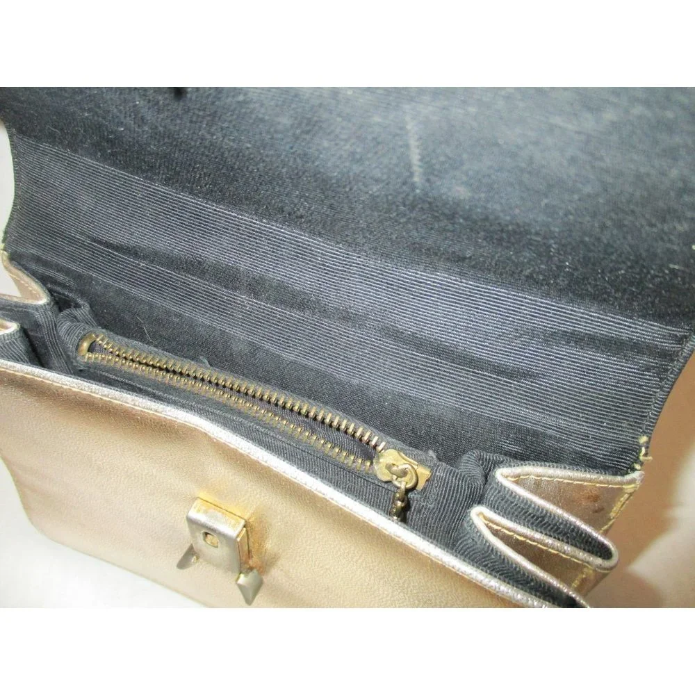 *Stunning Vintage Gold Metallic Boxy Evening Shoulder Bag - Picture 7 of 9
